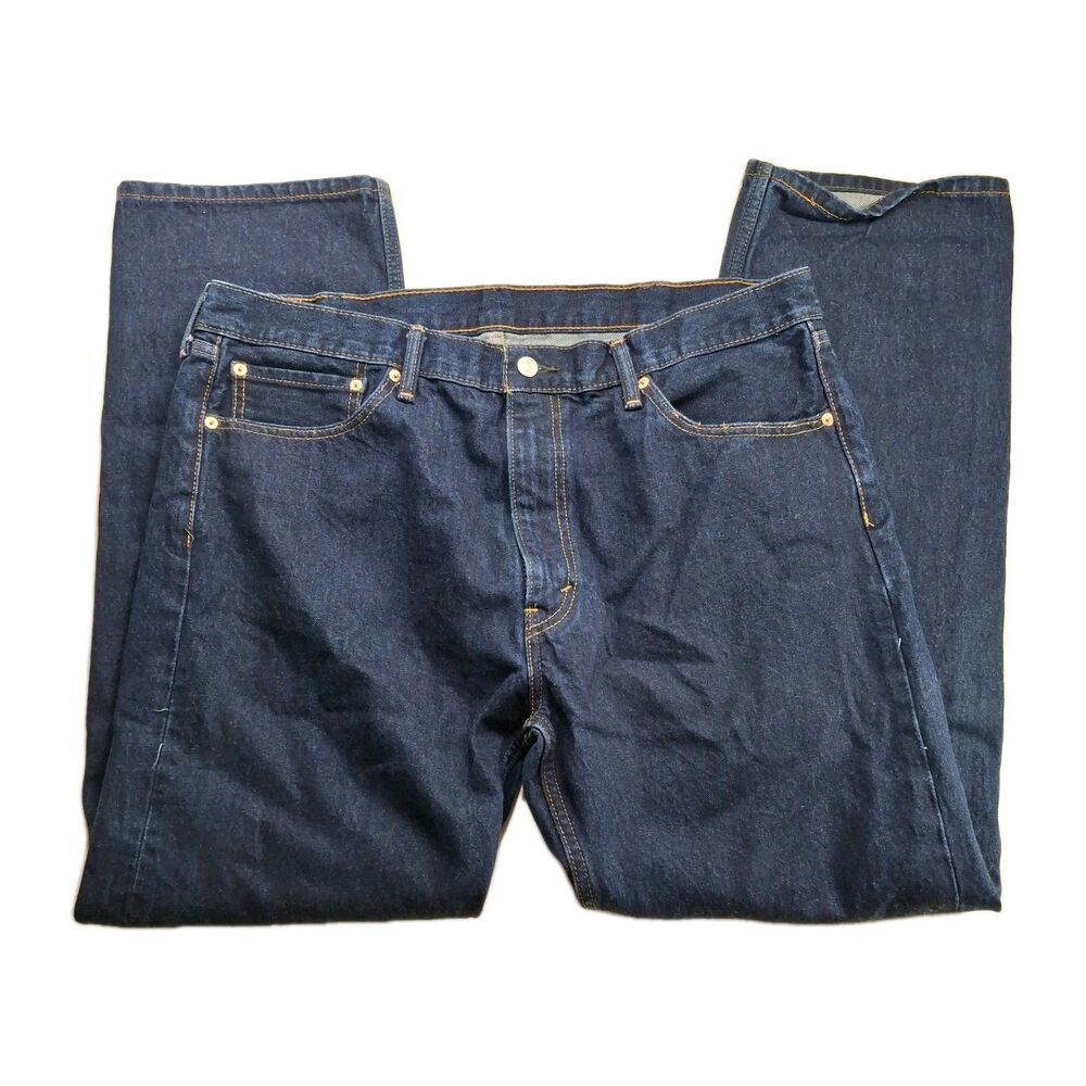 Levis 505 Jeans Mens 40x32 Blue Regular Straight Dark Wash Denim Pants Classic